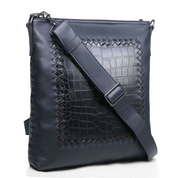Bottega Veneta croco leather messenger bag 16051 royalblue